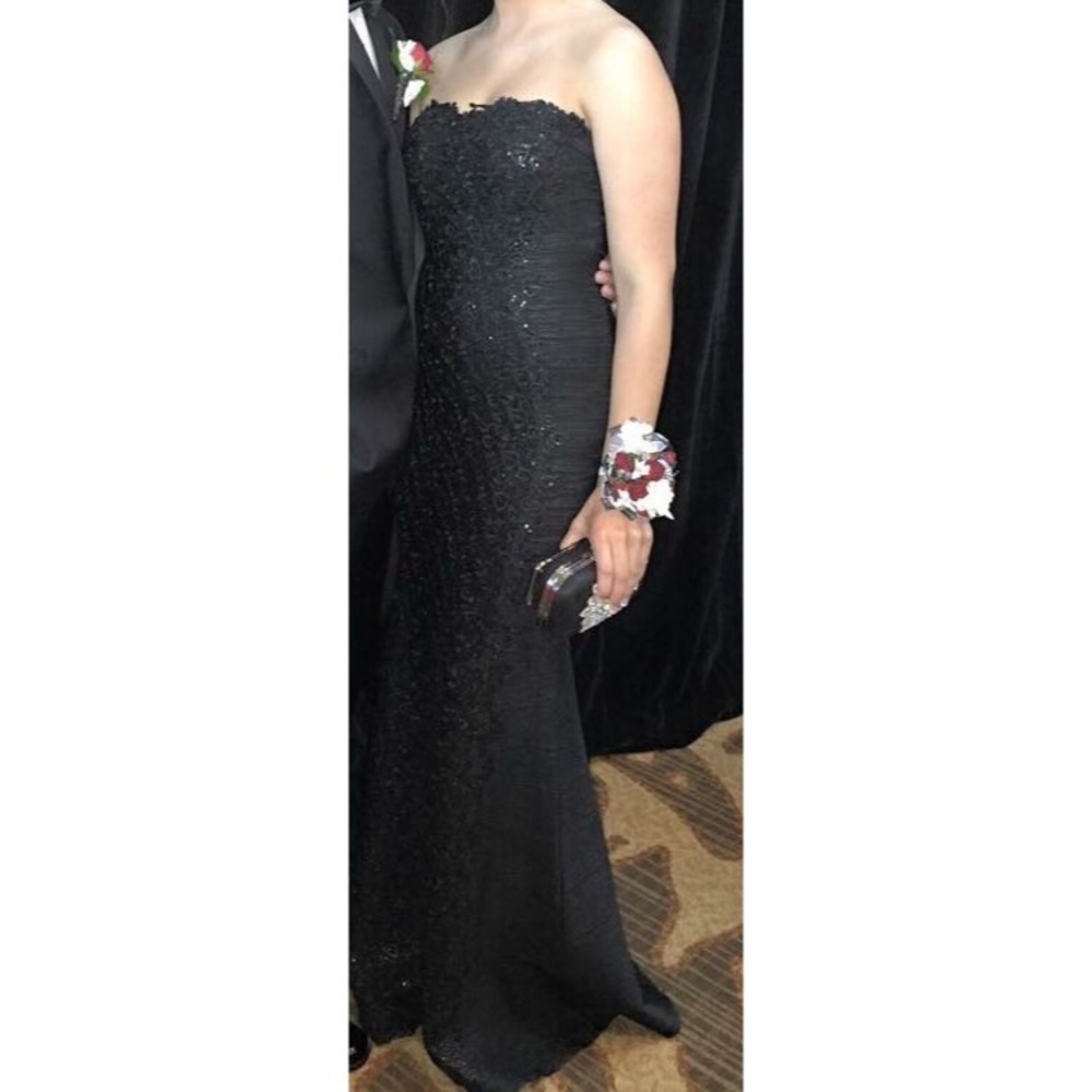 Black Lace Sequin Gown